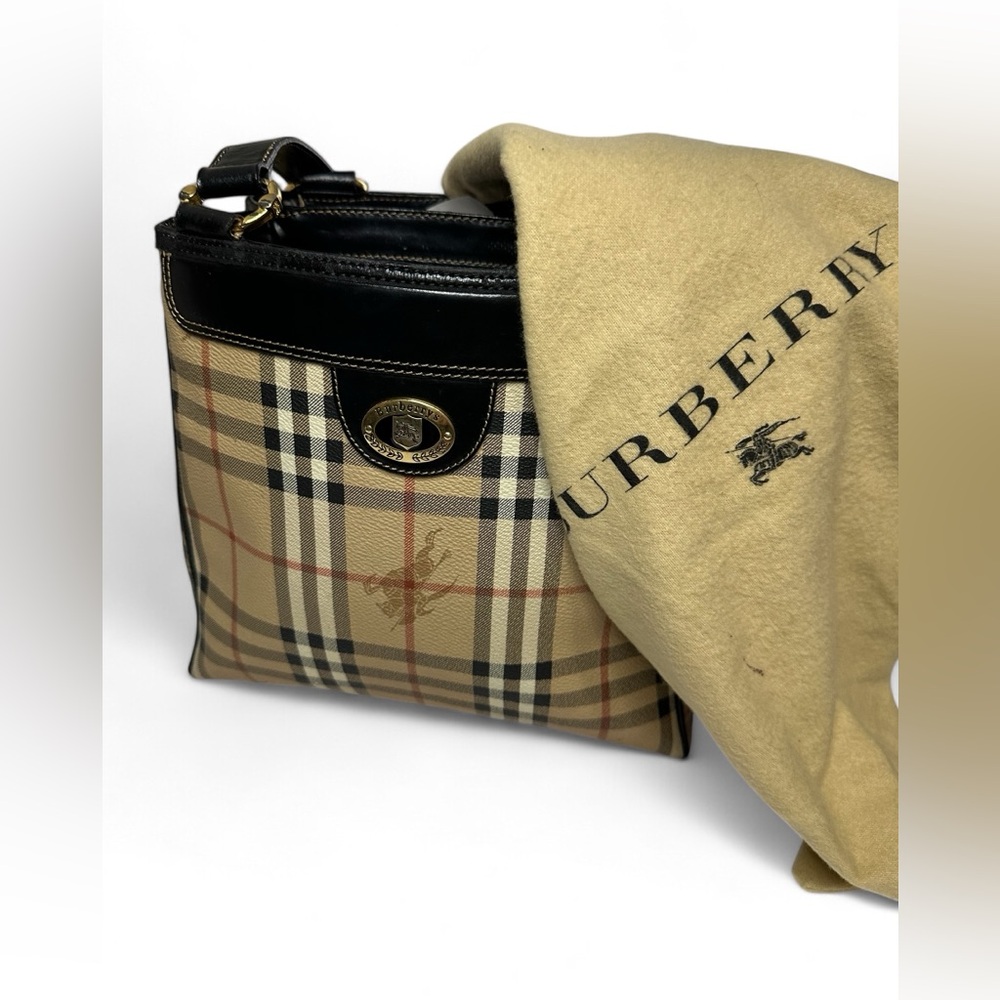 Authentic Vintage BURBERRY Nova Check Hand Bag PVC Beige